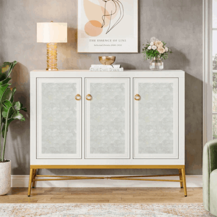 45-Inch Sideboard with Adjustable Shelves, Modern Sideboard Cabinet with 3 Doors