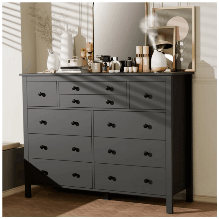 Chest of Drawers 10 Drawer Dresser for Bedroom,Wood Dresser Drawer Chest 10 Drawer Cabinet