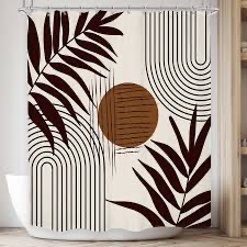 Extra Long Mid Century Modern Shower Curtain Brown Boho Shower Curtain