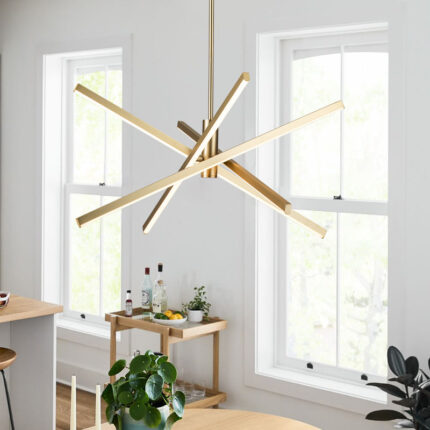 Burcker 4 - Light Aluminum Dimmable LED Modern Linear Chandelier