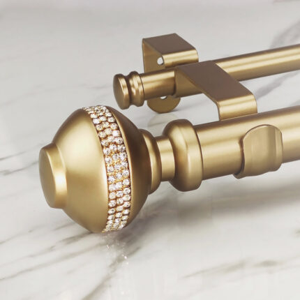 Mordecai Gold Iron Adjustable 1.12'' Double Curtain Rod
