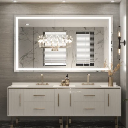 LED Lighted Bathroom Vanity Mirror with Brightness Adjustable, Anti-fog