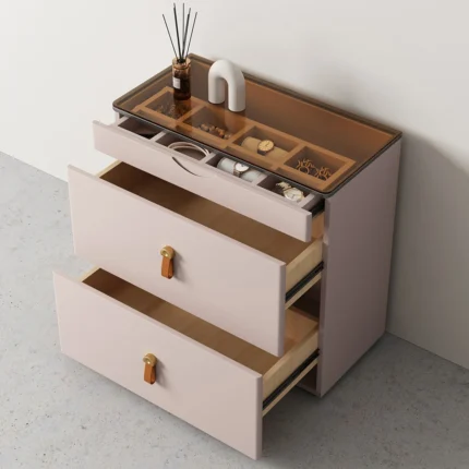 High-quality Modern Nightstand,Glass Top,No assembly required