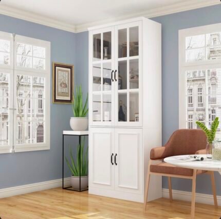 Kitchen Pantry Hutch with Glass Doors